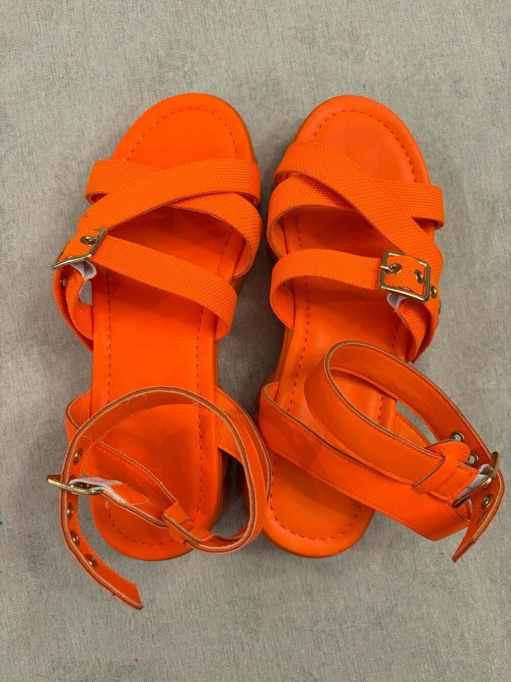 Cucetoo Orange Chunky Platform Lug Sole Sandals Gorpcore